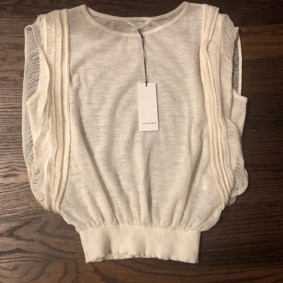 Pomandere Tops - NWT Pomandere Linen Knit Sweater Top Milky White I-40 US-6 M $228